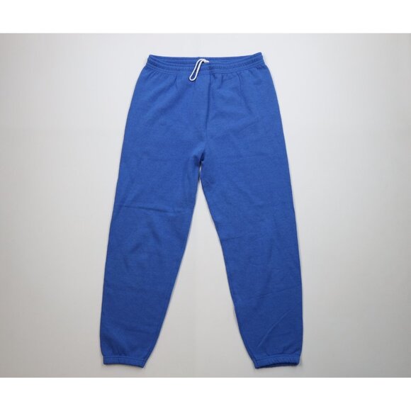 Vintage 90s Streetwear Mens Medium Faded Blank Sweatpants Joggers Royal Blue USA - Picture 1 of 12
